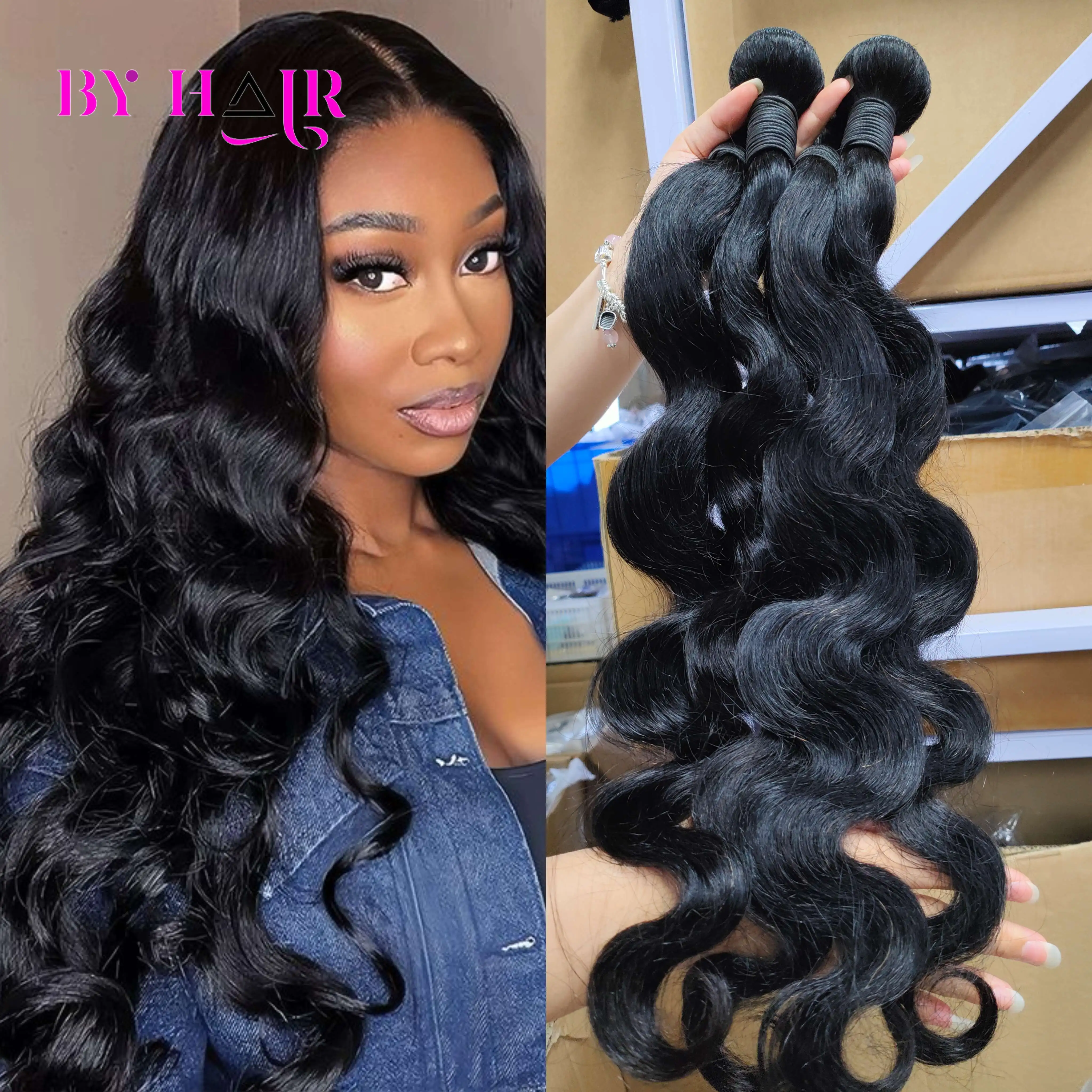 12A Brazylijskie zestawy typu Body Wave 100% surowe ludzkie włosy Body Wave Naturalna czerń 3 4 zestawy Ludzkie włosy splotowe oferty Surowe włosy