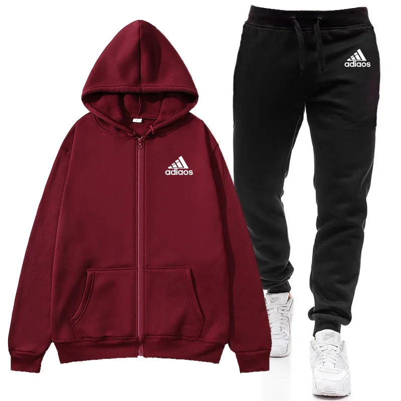 Neue Mode Trainings anzug Männer Reiß verschluss Hoodie Hosen setzt Kleidung Männer Sport kleidung Laufen Jogger Männer Trainings anzug Winter anzug Sport