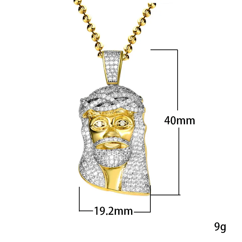 VANAXIN Men Qalo Necklace Pendant Hiphop Jesus Head Crucifix Christianity Jewelry Nazareth Gift Box Chain Mysterious Gift