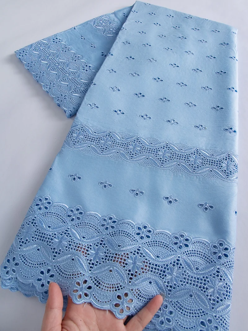 Renda suíça de algodão nigeriano na suíça tecido de renda africana bordado pedras para costura diy tecido masculino alta qualidade 5 jardas 4400