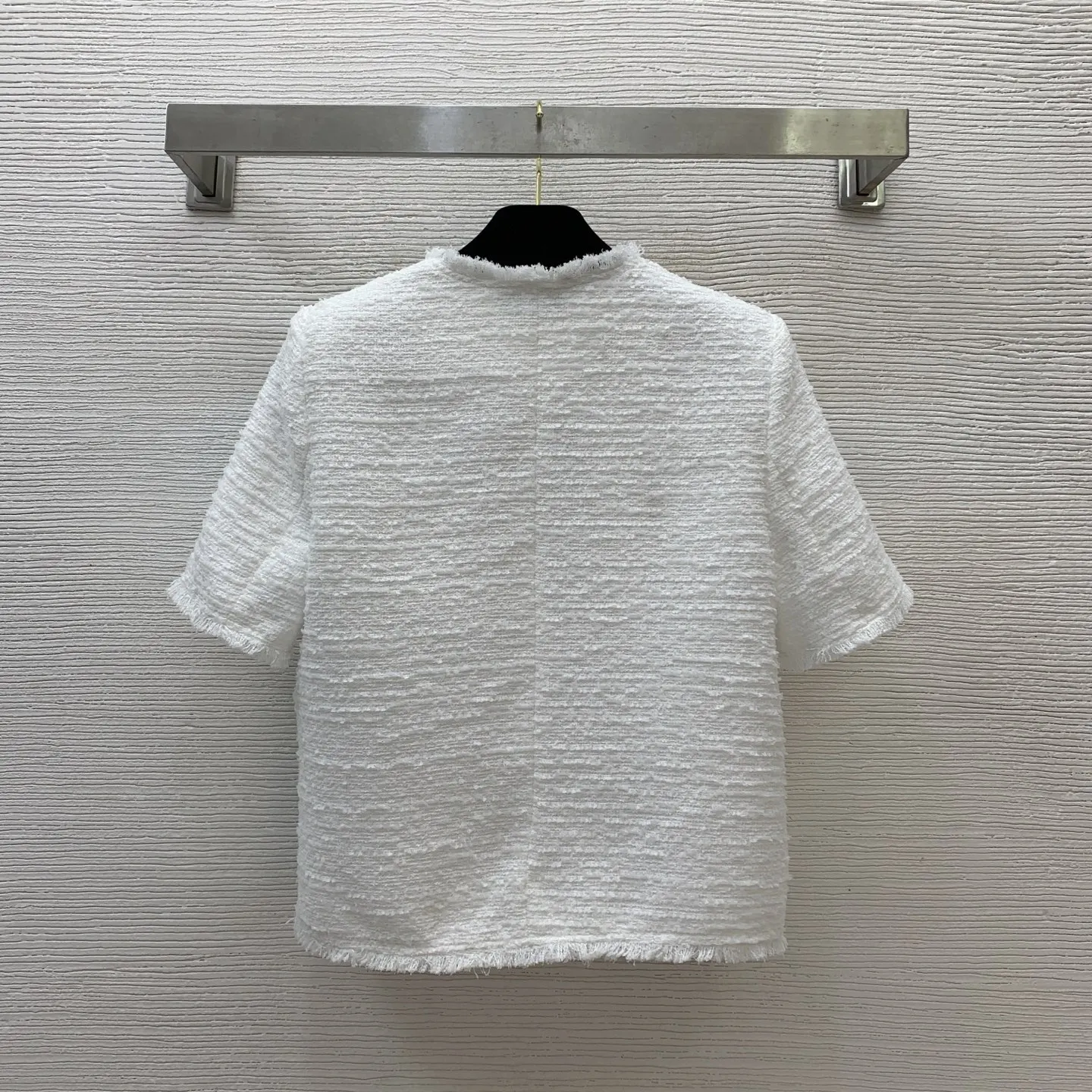 

Premium Tassels Woven French Metal Buttons Small Fragrance V-Neck Short Sleeve Jacket Thin