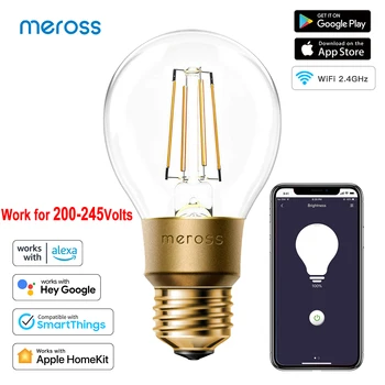 Meross HomeKit Smart Wi-Fi LED Bulb with Dimmable Light E27 Vintage Energy Saving Bulb Support Alexa Google Home SmartThings