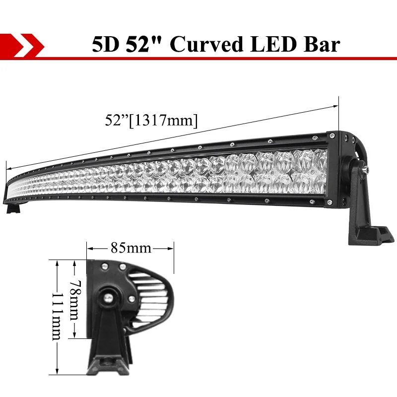 22 32 42 52 inch 5D gebogen LED-lichtbalk Offroad SUV 4x4 4wd LED-rijlicht auto vrachtwagen spotwerkverlichting ATV tractorlamp