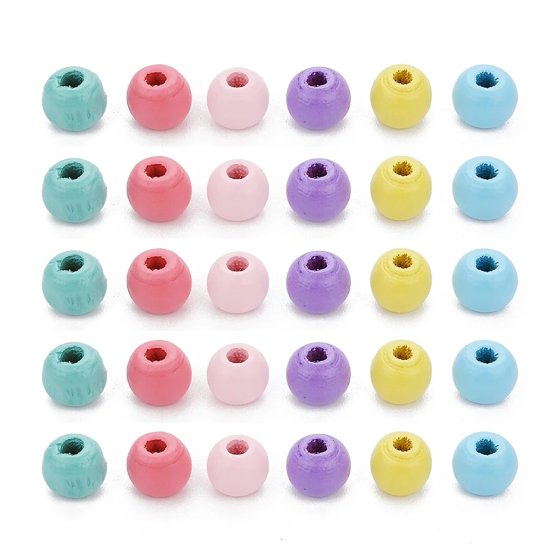 100 teile/los Bunte Runde Natürliche Holz Perlen Für Schmuck Machen Große Loch Holz Lose Spacer Perlen DIY Armband Halskette