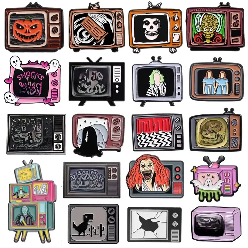Broches en émail pour télévision d'horreur d'halloween, Punk gothique, films effrayants, broches en métal, Badge à revers, bijoux cadeaux pour amis