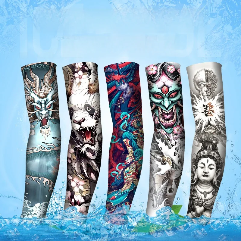 AliExpress HKXY GLOVES Tattoo Sleeve Cycling Anti-Sunburn Sleeve Summer UV blocking Men Arm Sleeves Woman Cool Muff Driving Sports Arm Cover Warmers