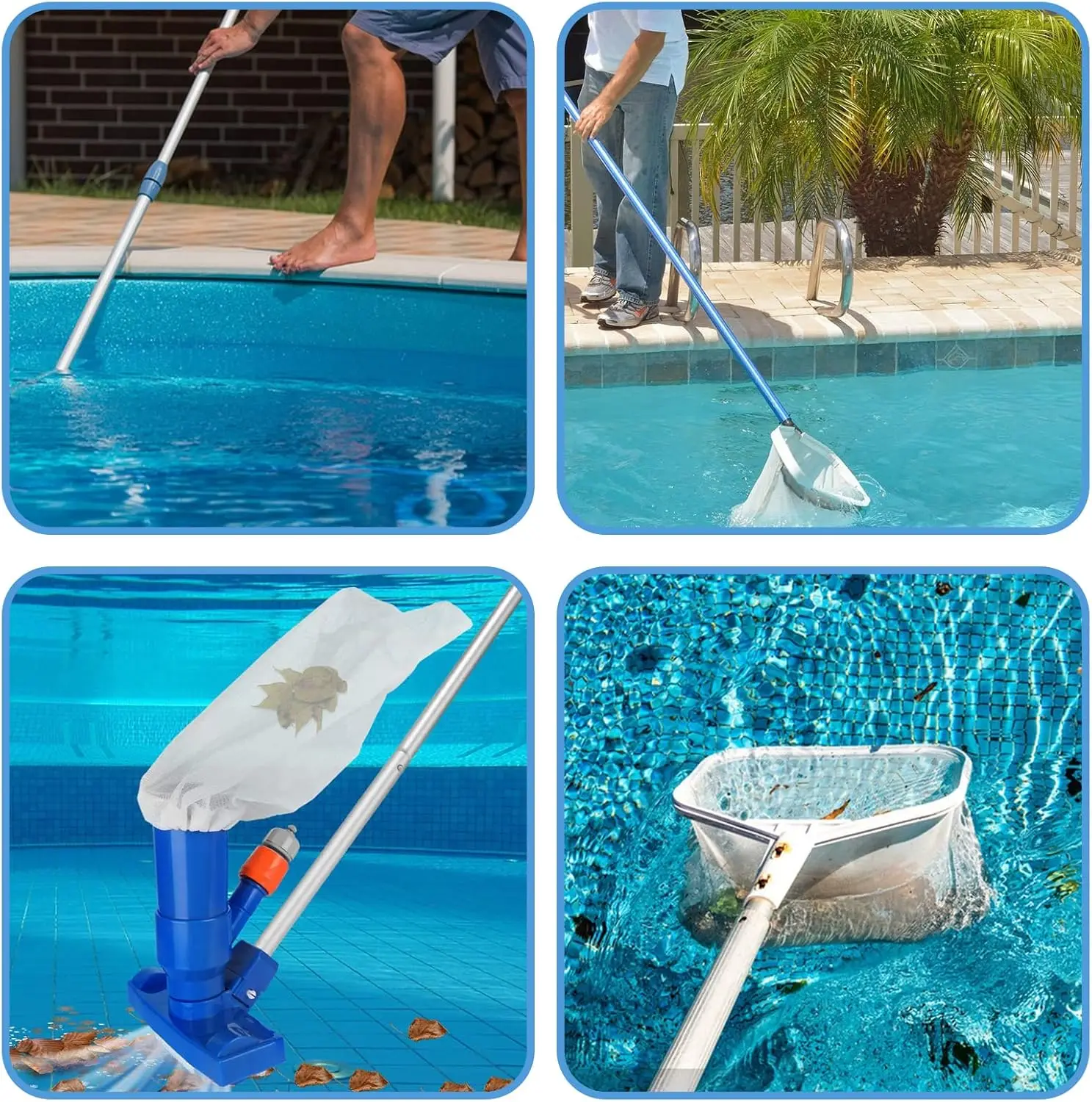 Lot de 1 à 6 sacs de rechange en maille pour aspirateur de piscine avec cordon de verrouillage, réutilisables et lavables, pour piscines, étangs, aquariums
