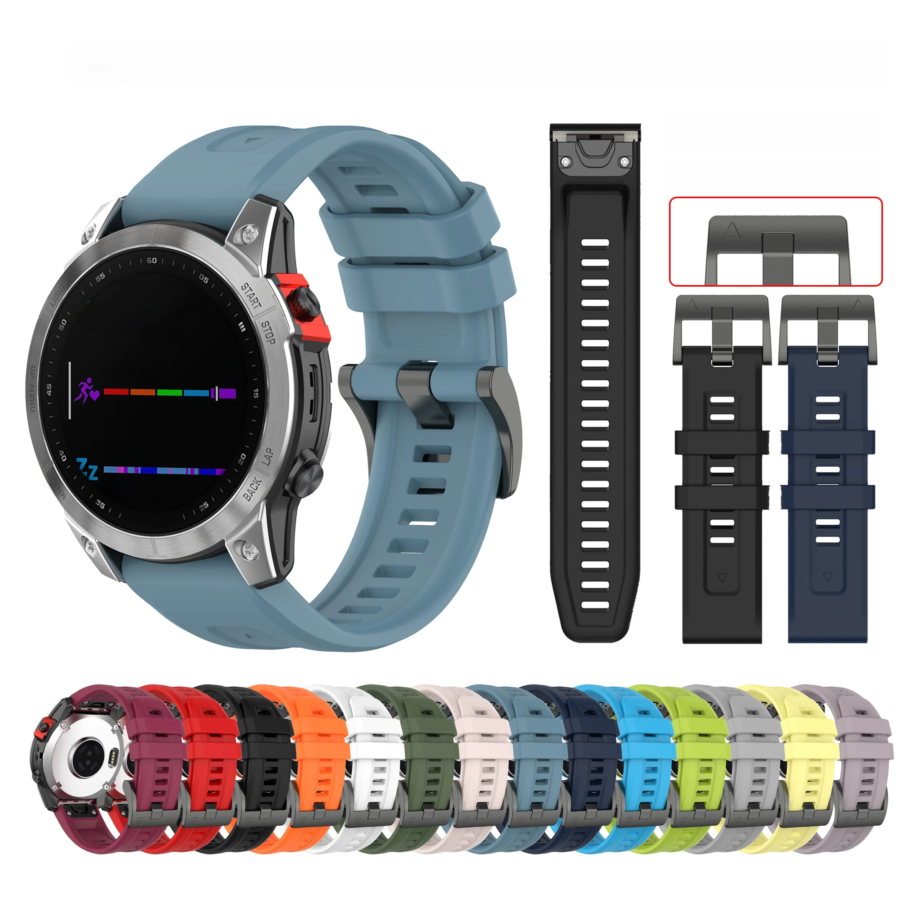 QuickFit 20 22 26mm Armband für Garmin Epix Gen 2 Silikonband für Garmin Fenix 7 7X 7S Pro 5X 6X Pro Tactix Armband Uhrenband