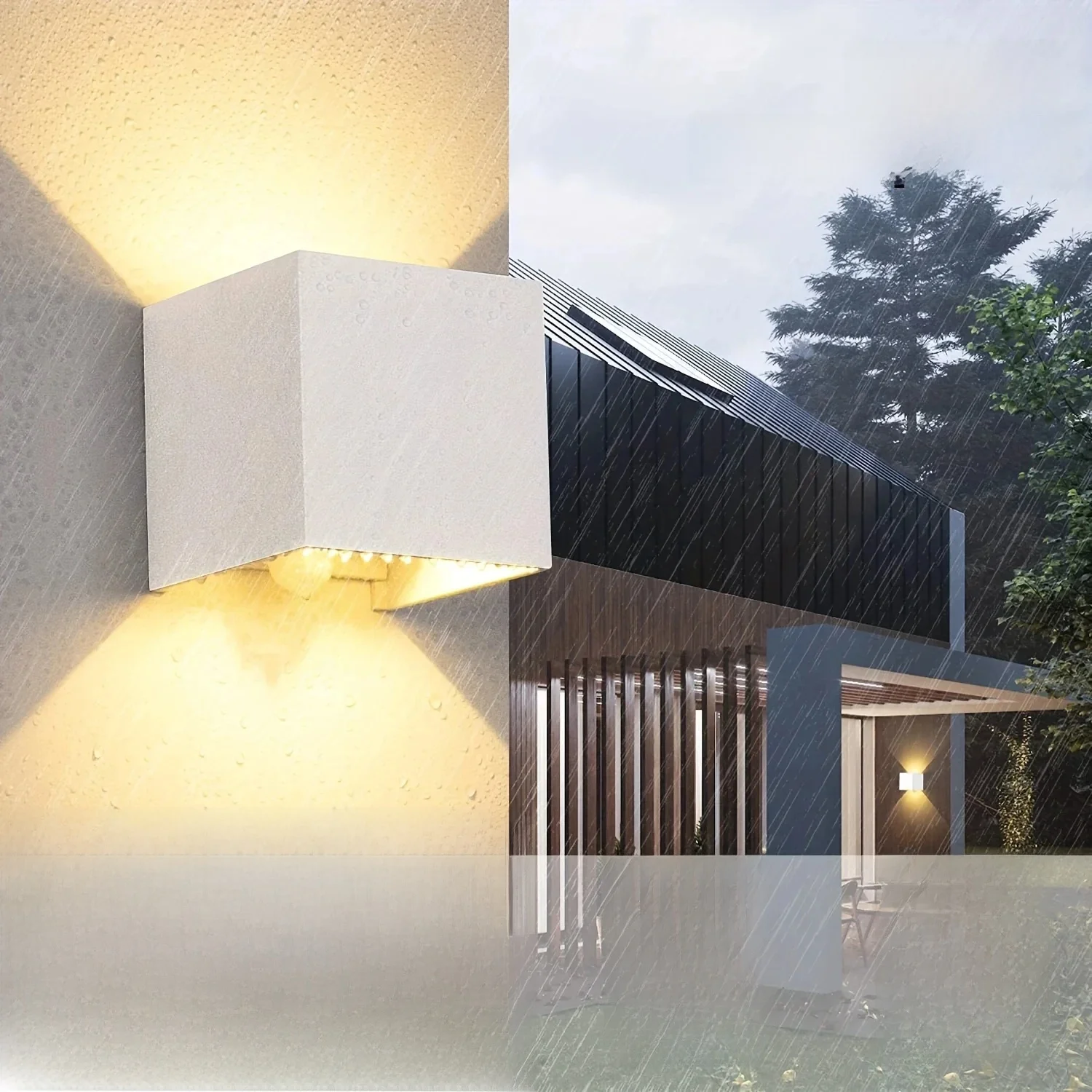 12W LED Wall Lights with Motion Sensor Indoor/Outdoor Pack of 2 Outdoor Lights with Motion Sensor 3000 K Warm White LED Outdoor