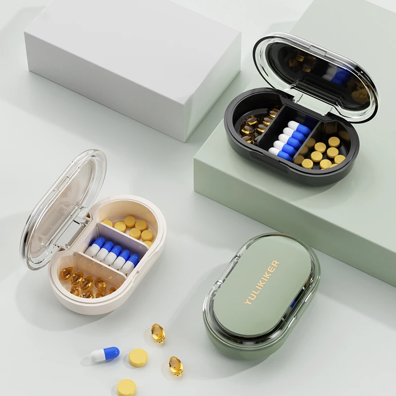 منظم حبوب الدواء الأنيق مع 3 فتحات - مثالي للتشغيل - الذهاب، مثالي للمسافرين وال جداول المزدحمة، فرز الحبوب بسهولة