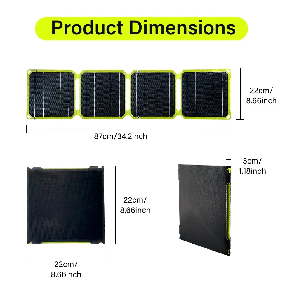 JMUYTOP-Painel solar portátil poderoso ao ar livre, carregador do telefone da bateria, USB A C Power Bank, PD 20W, QC 3.0, 9V, 12V, 5V, 21W, 40W