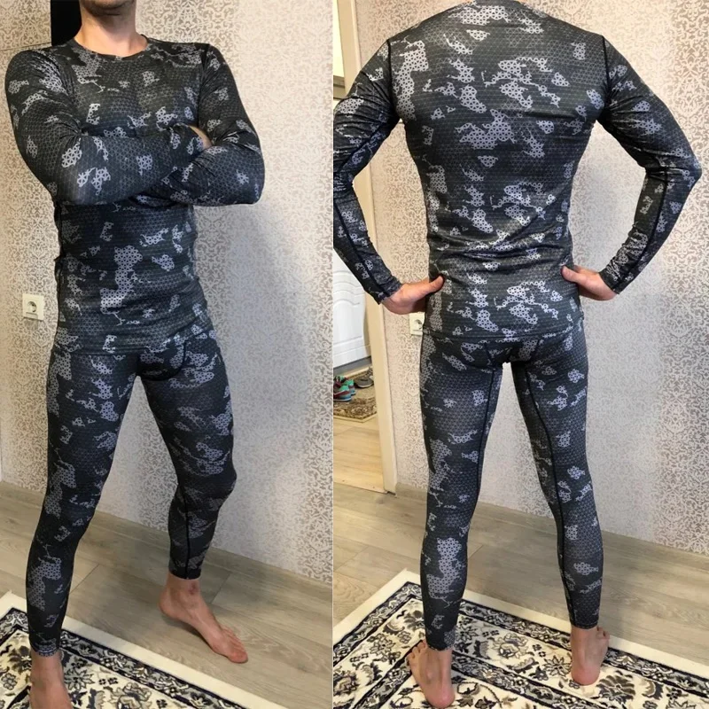 Męskie legginsy fitness do biegania siłownia spodnie treningowe kamuflaż dres spodnie kompresyjne Jogging odzież legginsy rashguard mężczyźni — zdjęcie 2