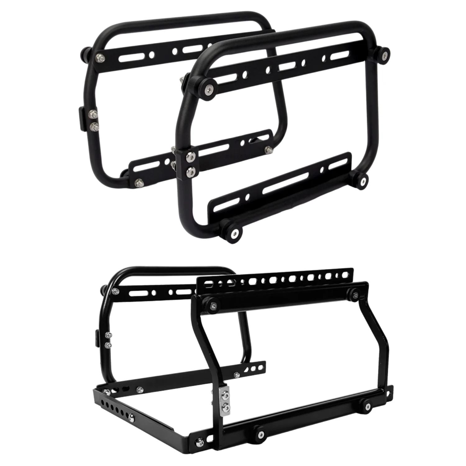 Universeller Motorrad-Seitenhalter aus Kohlenstoffstahl, Passend für Quick-Lock Motorrad-Seitenkoffer 38L, Rechte Gebogene Seitenkoffer-Halterung