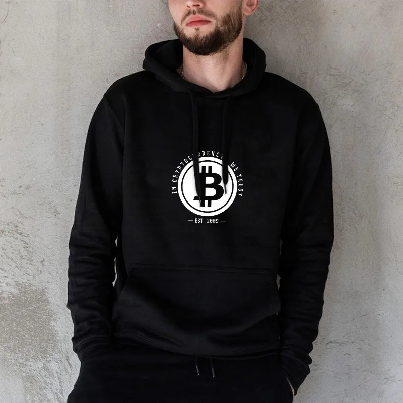 Bitcoin Digital Currency  Blockchain  Men Spring Hoodies Casual Loose Fitting Hoodies Long Sleeved SportsTop