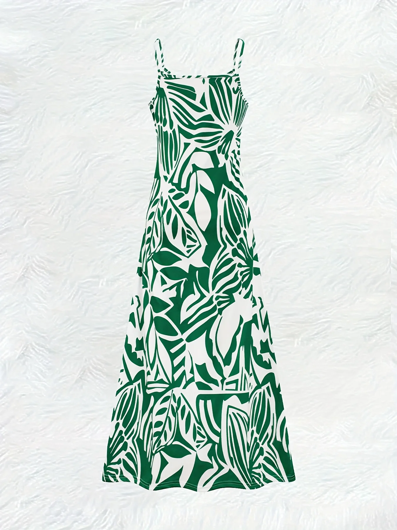 Printed Design Summer casual style green and white leaf printed camisole skirt