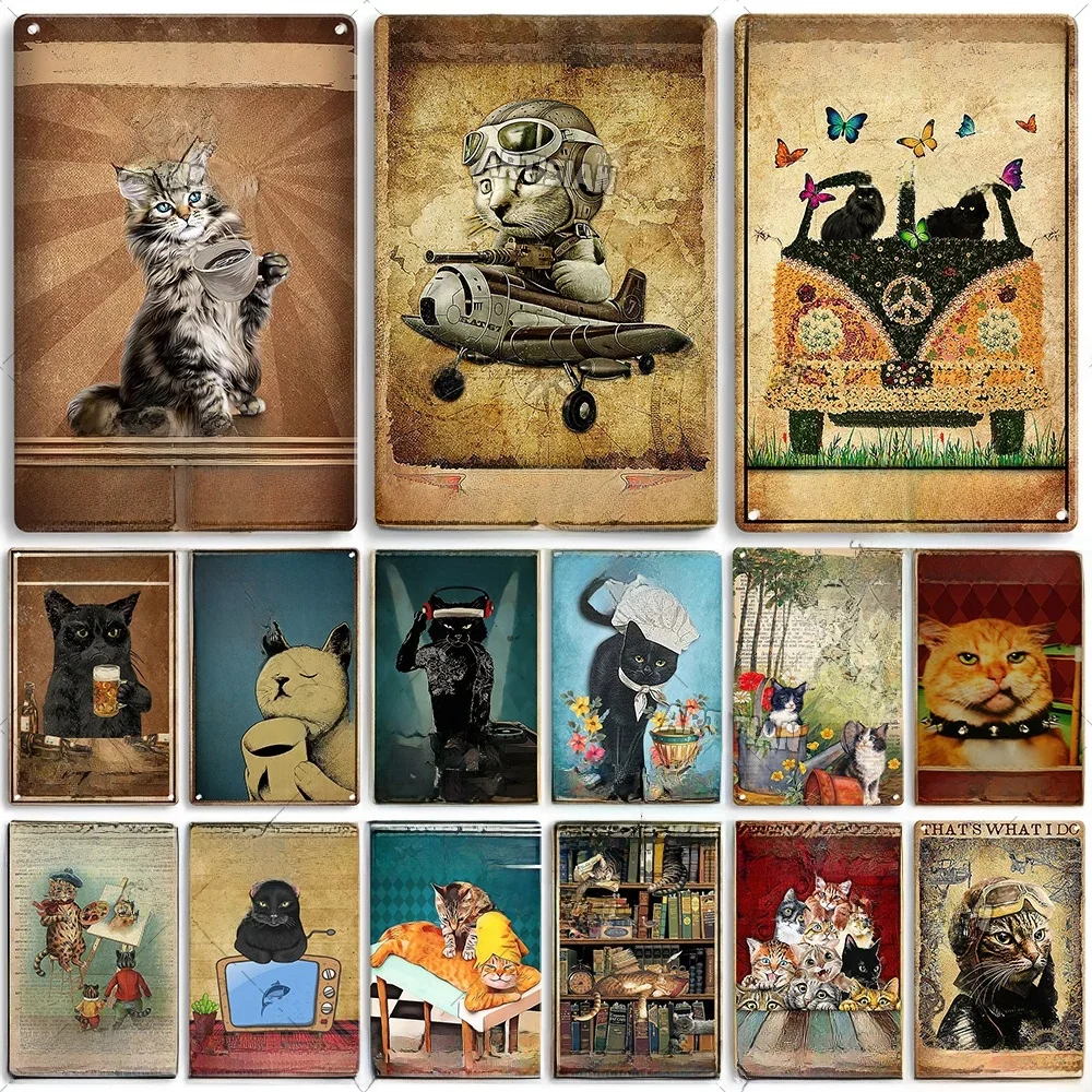 Artisian Black Cat Retro Metal Poster Funny Pet Vintage Decorative Tin Sign Garage Bar Pub Club Kitchen Home Man Cave Wall Decor — zdjęcie 2