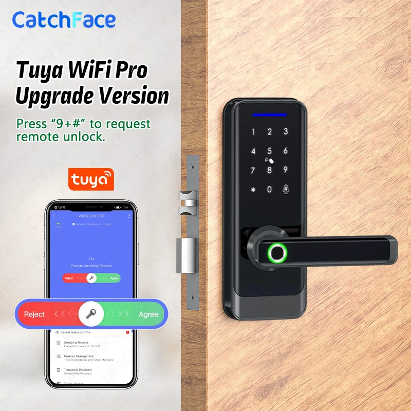 Brazil Electronic Fingerprint Biometric Frosted Panel Digital Smart Door Lock WiFi TUYA or TTLock APP Password IC Card Security