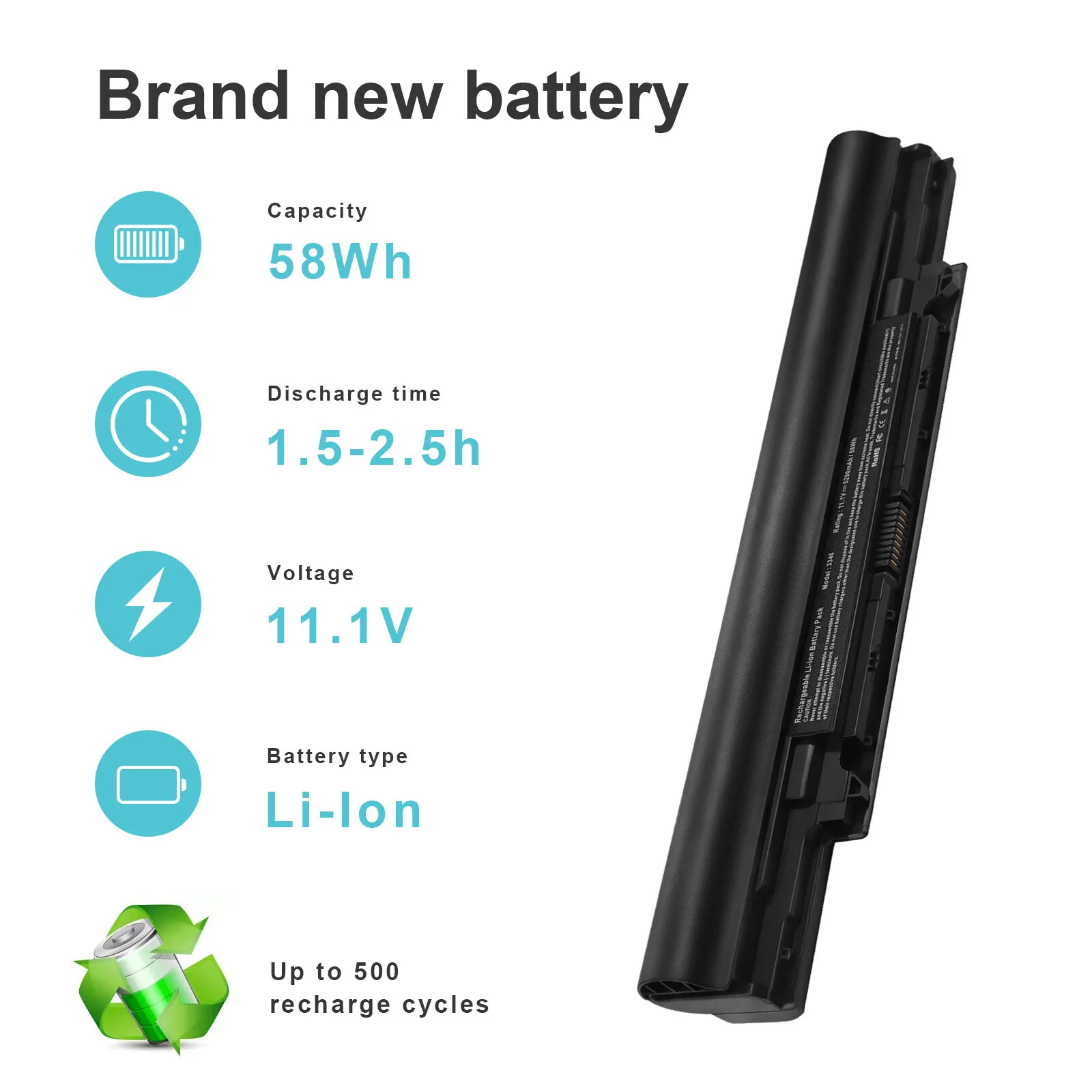 New 6 Cells Battery for Dell Latitude 13 3340 E3340 3350 YFDF9 5MTD8 JR6XC 451-BBJB Battery Replacement Fast Shipping