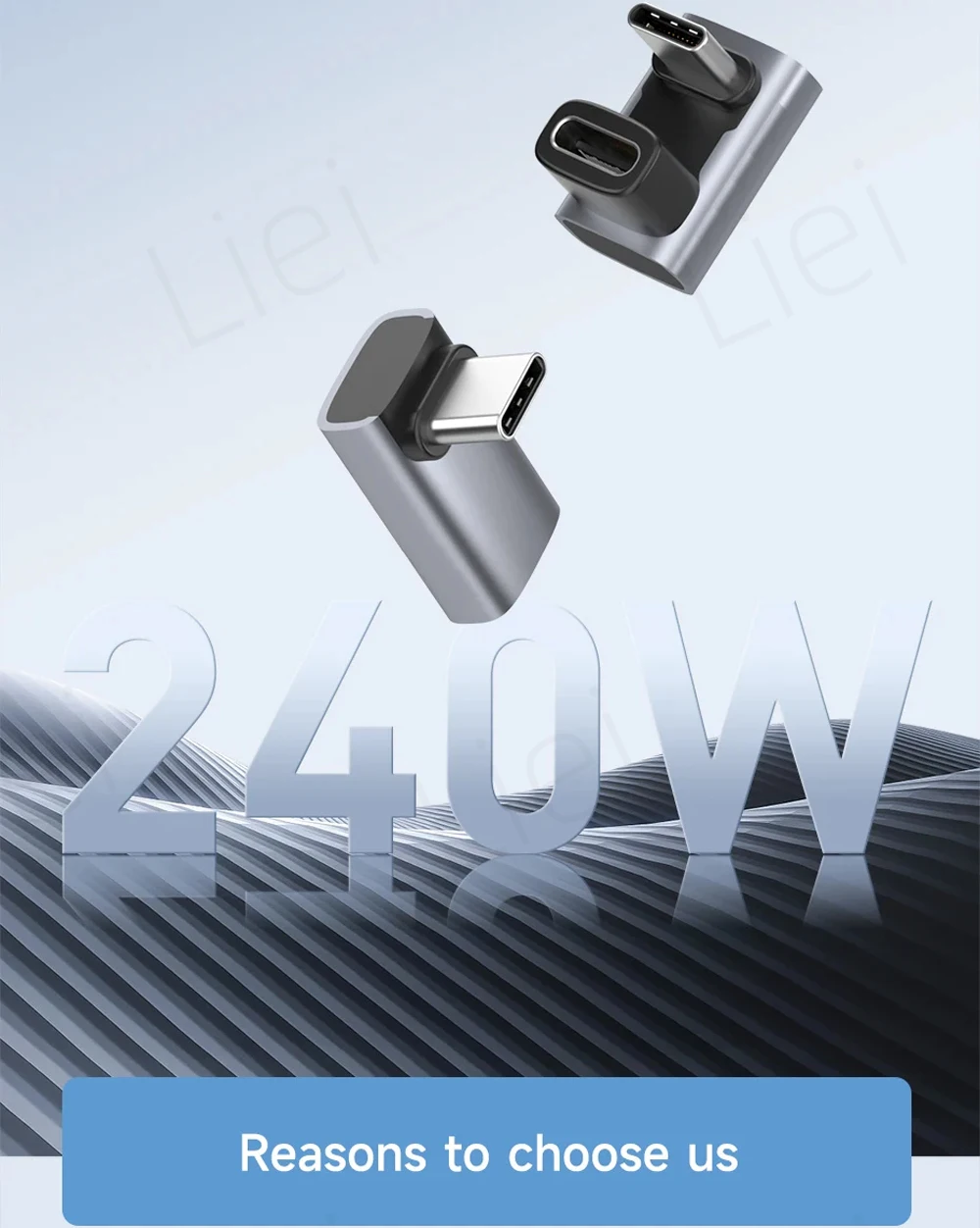 USB-C zu C Adapter 40Gbps 8K 60Hz USB-C Stecker auf Buchse 90-Grad-Winkelkonverter USB4 Adapter für Thunderbolt 4/3 MacBook Handy Tablet – Detail 3