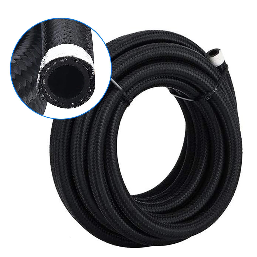 AN8 8AN Universal Oil Fuel Hose Kit Pipe Line Nylon Stainless Steel Braided Rubber Oil Cooling Pipe 6PCS Fittings 0/45/90 Degree