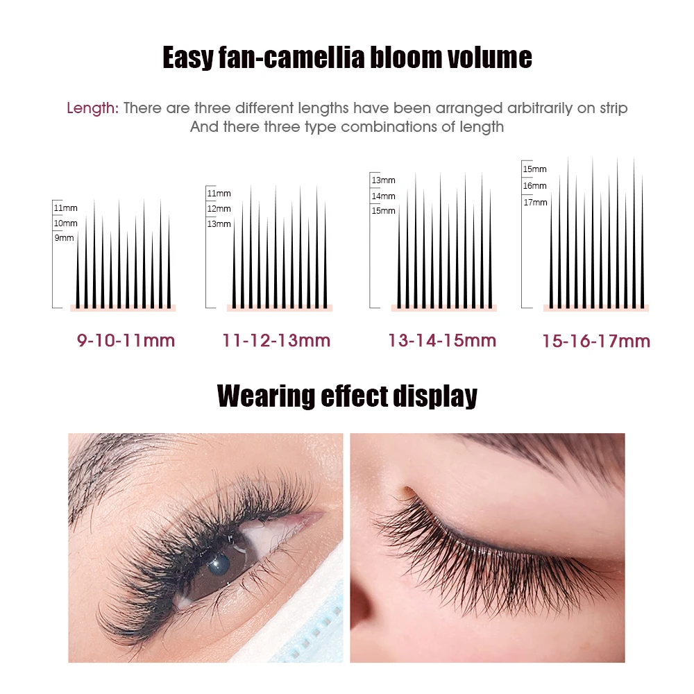 Fast Easy Fanning Eyelashes Extensions Faux Mink One Second Making Fans Eyelash 0.03-0.10mm Fluffy Camellia Blooming Lashes Tray