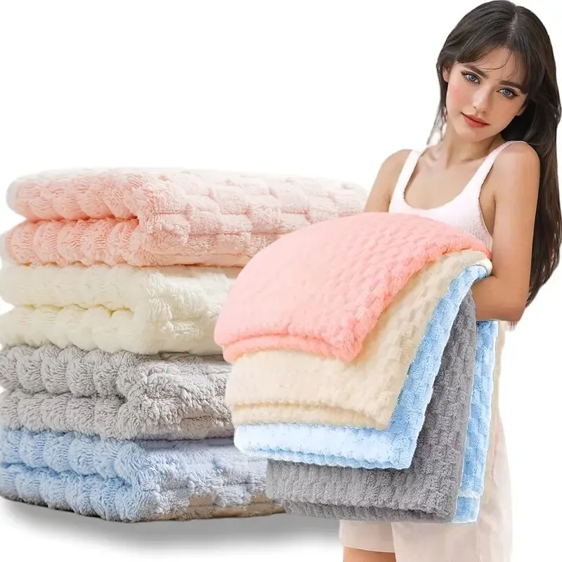 Toallas de baño de forro polar Toallas de baño absorbentes de tejido de gofre: toallas de baño suaves, de secado rápido y de forro polar coral para spa, gimnasio y uso doméstico