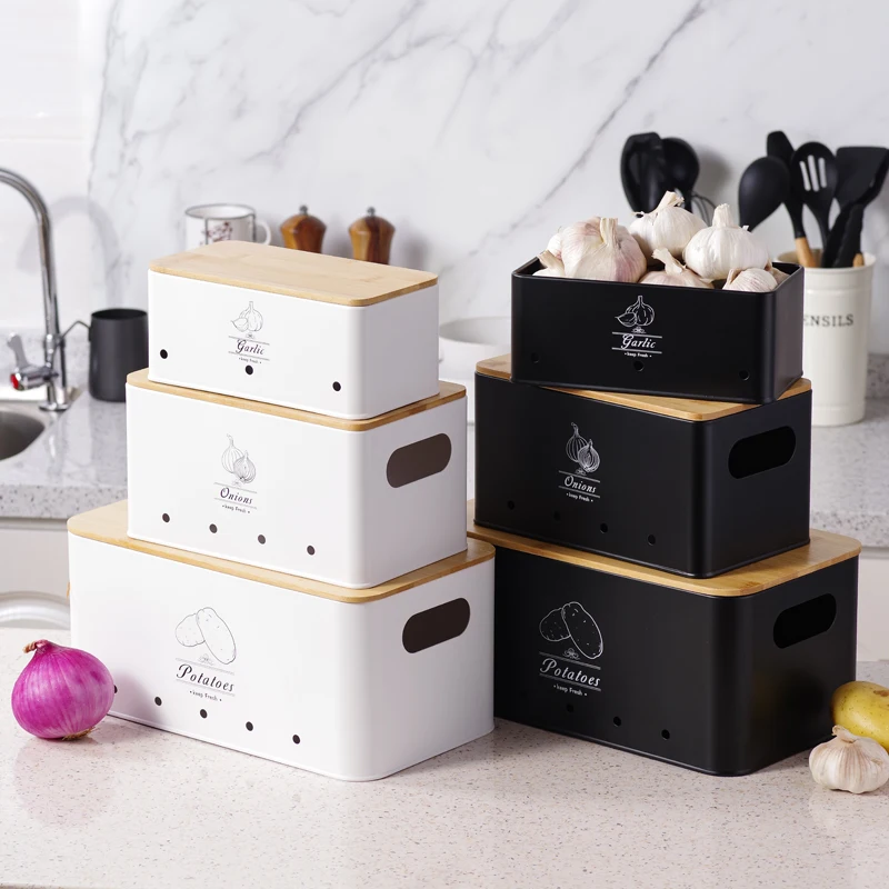 صندوق تخزين البطاطس، صندوق العرض 3 مجموعات، تخزين المطبخ للبطاطس والبصل والثوم، يمنح طازجًا أطولًا