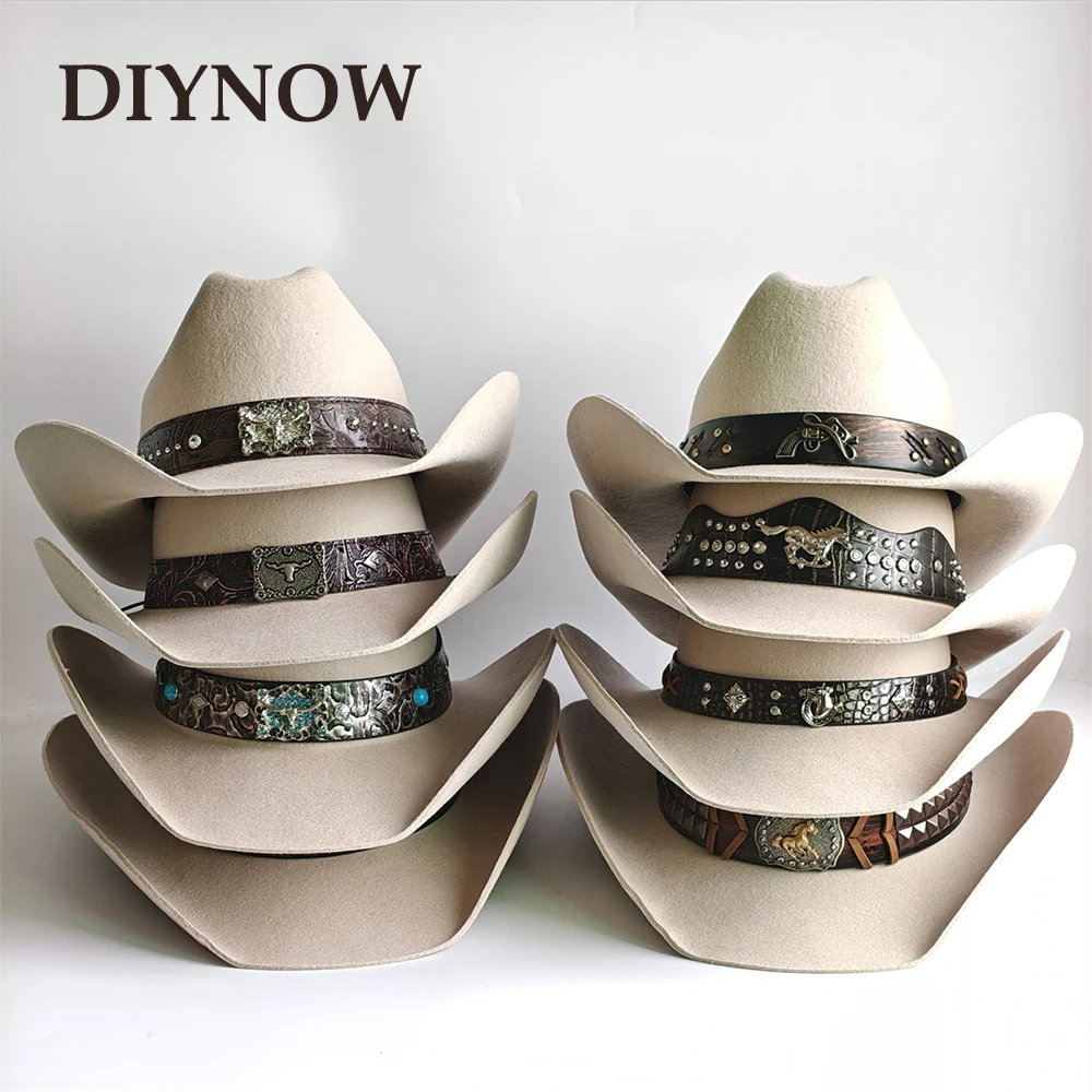 Competitive Western cowboy Hat 100% Wool Fedora Hat for Women Men Riding Hat Autumn Panama Big Brim Cowgirl Hat sombrero vaquero