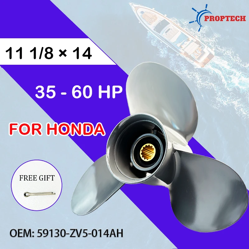 

11 1/8*14 For Honda Outboard Propeller 35hp 40hp 45hp 50hp 60hp Boat Motor Aluminum Alloy Screw 3 Blade Marine Engine Parts