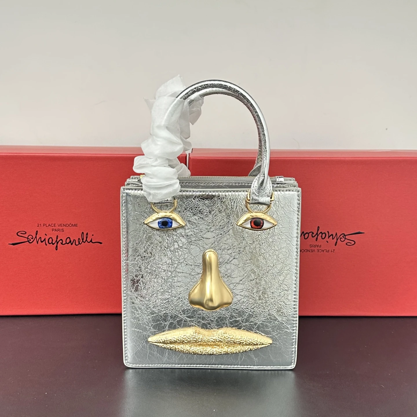 Mini Face-Shaped Bag for Women, High-Quality Black Leather, Luxury Brand, Handbag, Jewelry, Eyes, Gold Metal Shoulder Strap, Crossbody Bag