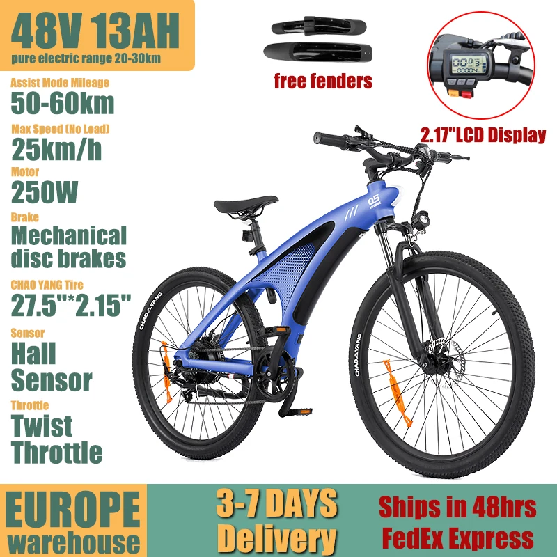HX Q5 Elektrische Fiets 48V 20AH Uitneembare Batterij 85N.M Hoge Koppel Motor 120KM Lange Actieradius 27.5"*2.25" Mountainbanden Shimano 7 Versnellingen Hydraulische Schijfrem