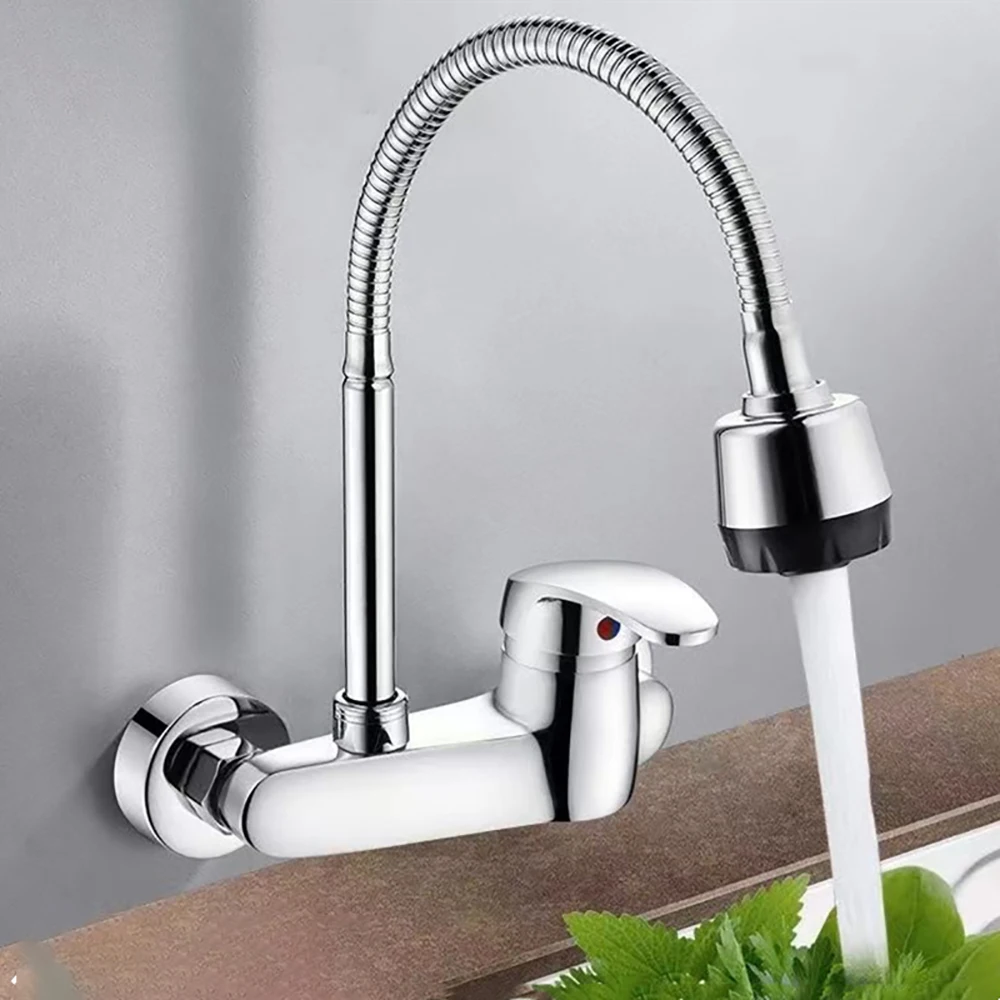 Brass kitchen in-wall hot and cold water faucet washbasin mixer valve universal faucet