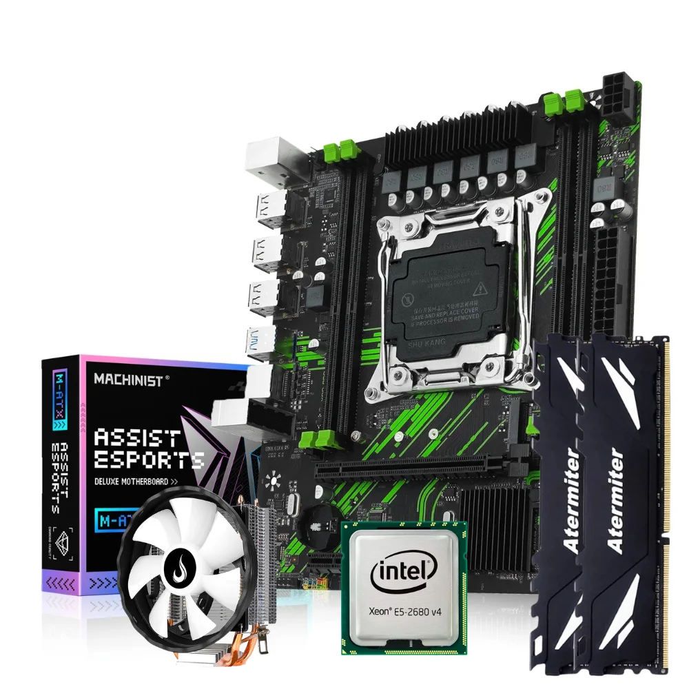 Conjunto Kit Intel Xeon X99 Xeon E5 2680 V4 Placa Mãe Machinist Pr9 32gb Com Cooler