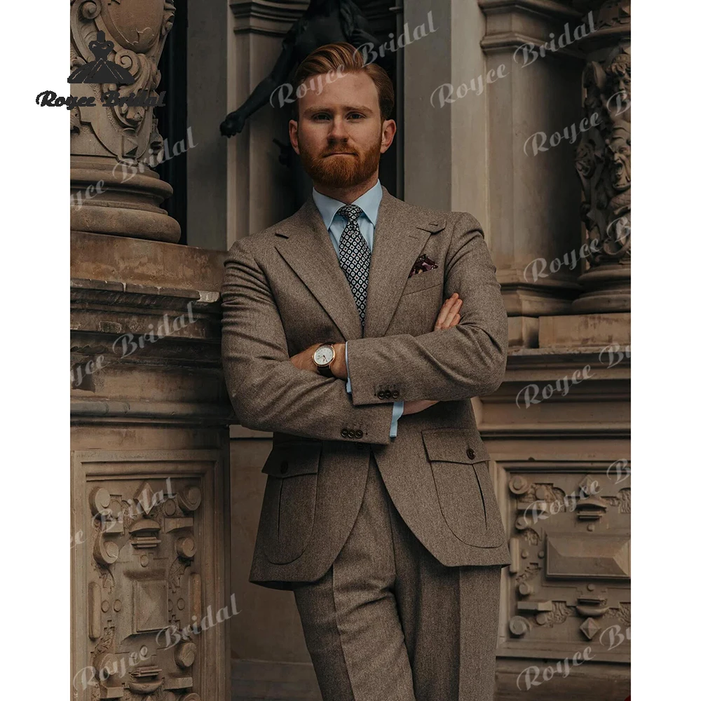 Two Piece Notch Lapel Single Breasted Wedding Men's Suit 2026 Brown Wedding Party Business Suits costume homme mariage