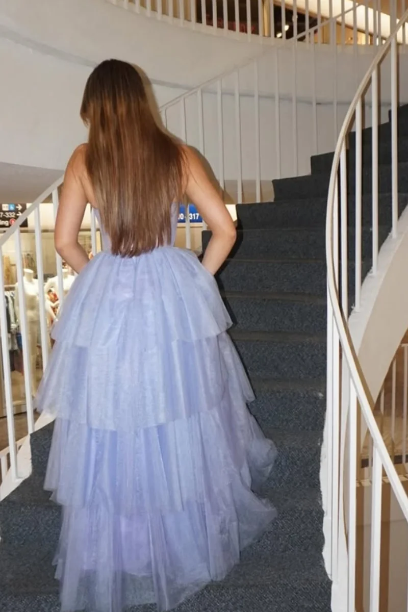 Jessica Lavender Purple Evening Dresses Sexy One Shoulder Tulle Prom Dresses A-line Women Vestidos De Fiesta Customized