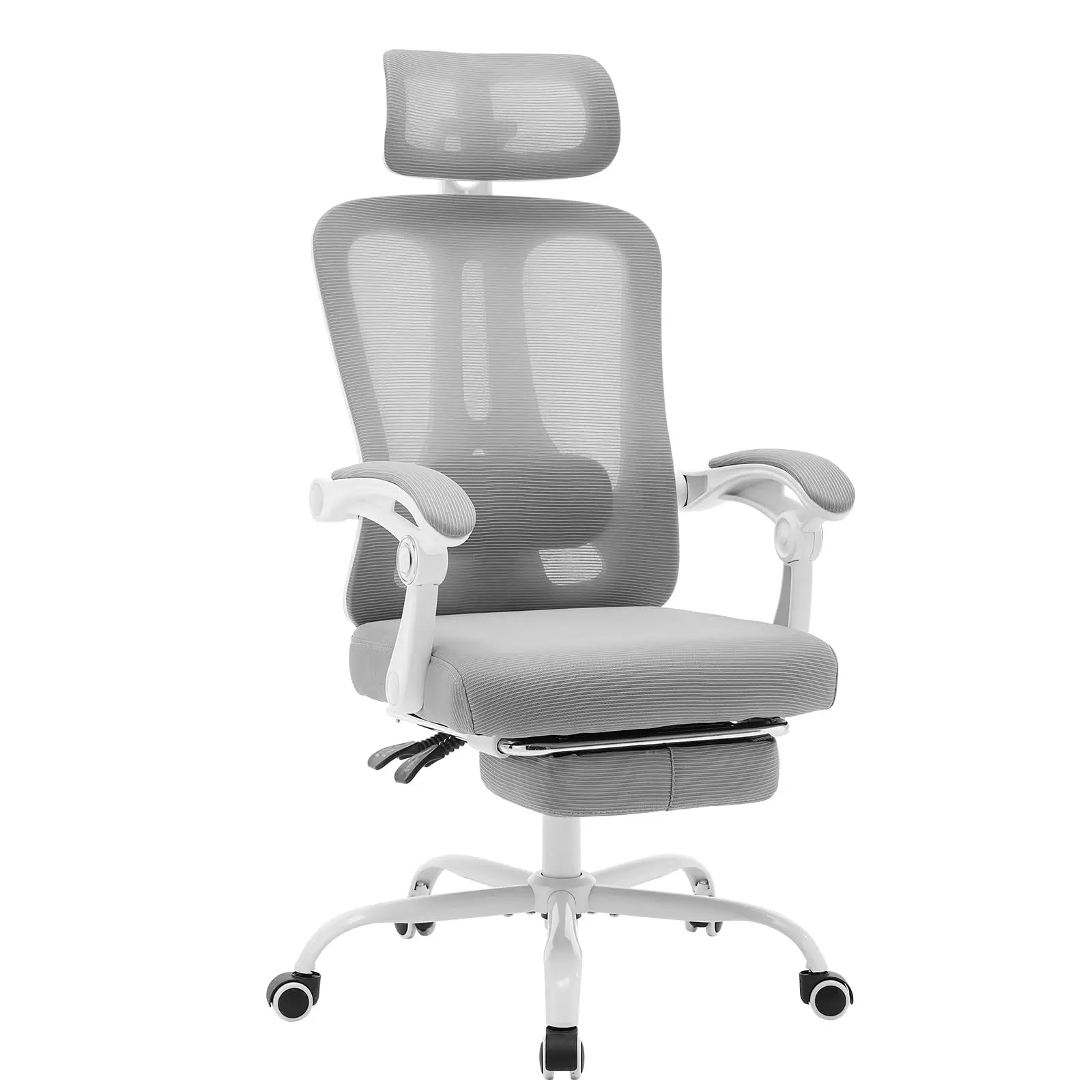 Ergonomischer Bürostuhl fürs Homeoffice, Gaming-Stuhl mit hoher Rückenlehne, verstellbarer Lendenwirbelstütze und Fußstütze sowi