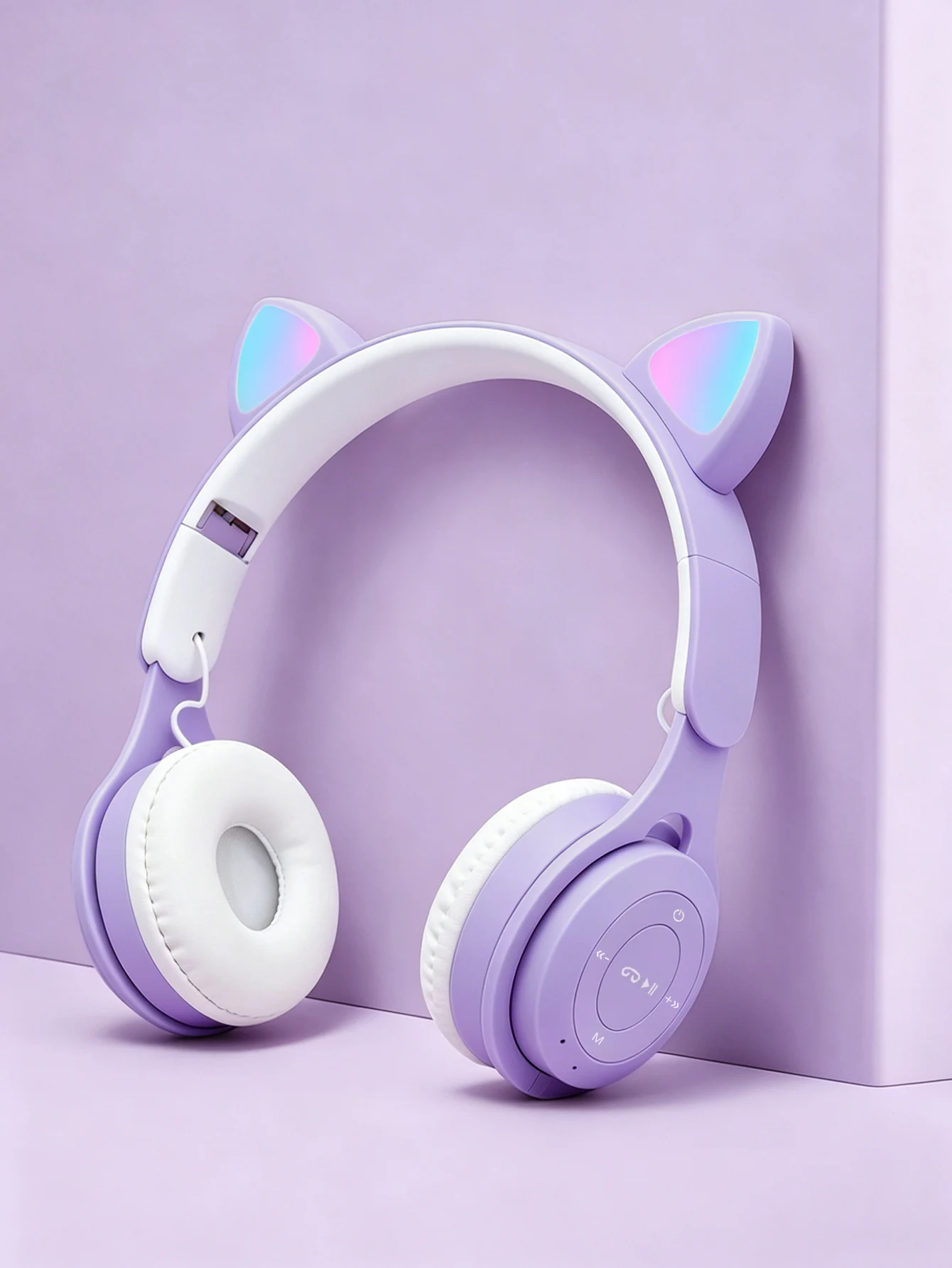 Cat Ear Headphones with Wireless Technology, Featuring RGB Lighting Effect, BT 5.0 with Low Latency, Long Battery Life, as a Gif