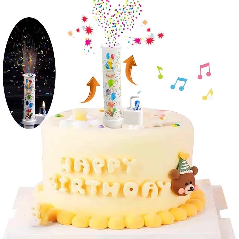 Überraschungskerzen mit Musik, alles Gute zum Geburtstagskuchen, dekorierte Kerzen, kreative Katapult-Süßigkeitseffekte, dekorierte Kerzen