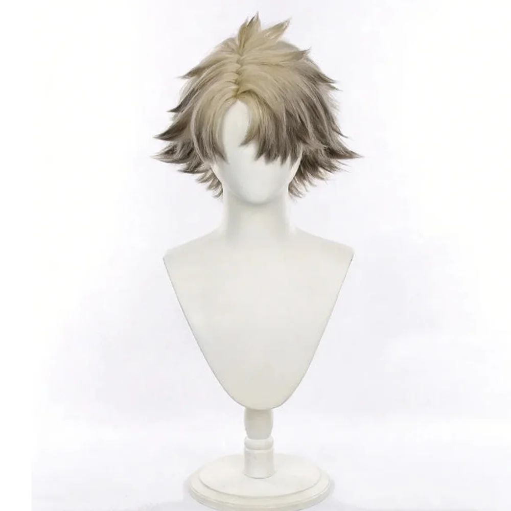 Anime GACHIAKUTA Rudo Cosplay Wig Men Gradient Yellow Flax Short Hair Heat Resistant Synthetic Wigs Halloween Party Prop