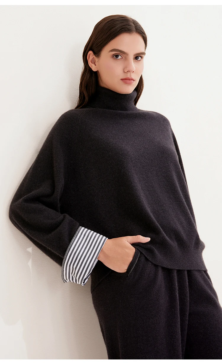 BY4521295 Damen 100% Kaschmir-Strickpullover, Premium Kaschmir-Pullover mit Lockerer Passform, Weich, Warm, Luxuriös, Elegant für den Winter – Detail 9