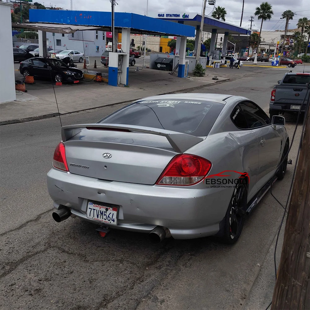 For Hyundai Tusacni Tiburon Coupe 2003-2008 Tall Rear Spoiler Wing Fin W/LED Light PAINTED Glossy Black