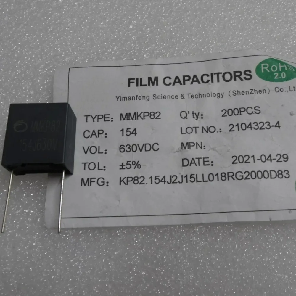 10pcs/lot MMKP82 0.15uf 630V 150nF u15 154 J Brand New 15mm Film Capacitor