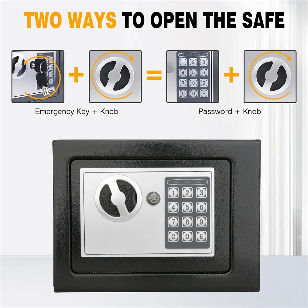 4.6L Home Digital Safe Electronic Cabinet Safes Cash Box Wall Safe with Key Money Box for Office Hotel