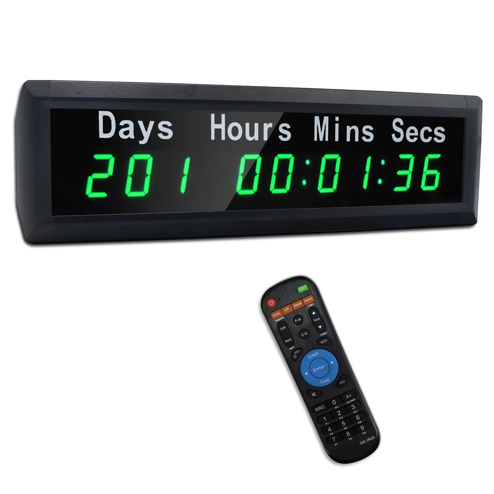 Green LED Day Countdown Timer with Remote Control, 999 Days Count Up/Down, Perfect for Events