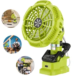 Portable Clip on Fan for Ryobi 18V Li-ion Battery 3 Speeds for Bedroom Fan Cordless Fan Outdoor Camping Fan