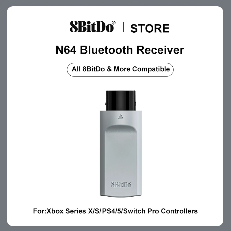 8BitDo Retro Receiver Adapter for N64 Console & Windows 10/11– Compatible with Switch Pro, PS5/PS4 & Xbox Series Controllers