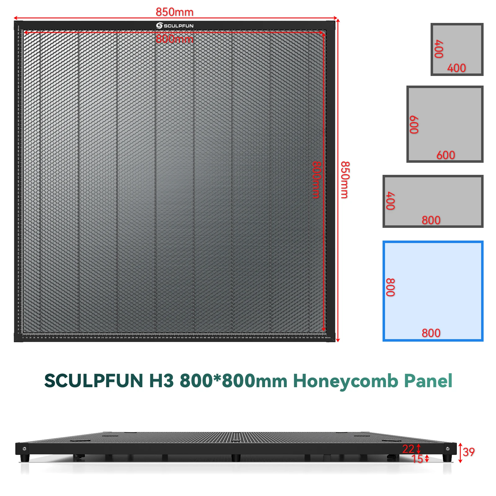 Imagem -02 - Corte Laser Honeycomb Painel Bancada Adequado para Máquina de Gravação a Laser 800x80 mm 600x60 mm 400x80 mm 400x400 mm Sculpfun-h3