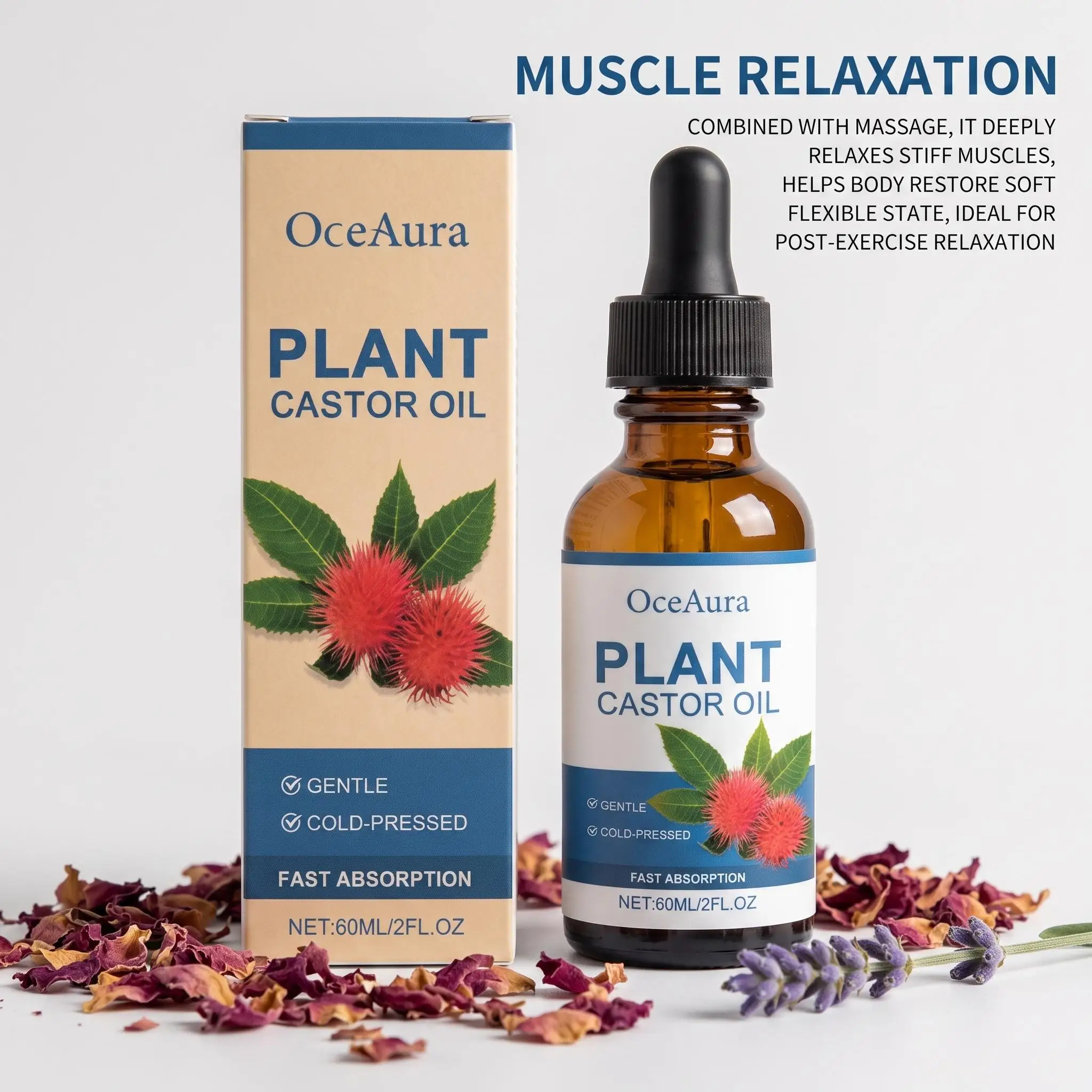 Castor Oil Plant Essential Serum Cold Pressed Deeply Hydrates Nourishes Skin Hair Restores Elasticity Strengthens Strands Soothing Moisturizing Skin Care