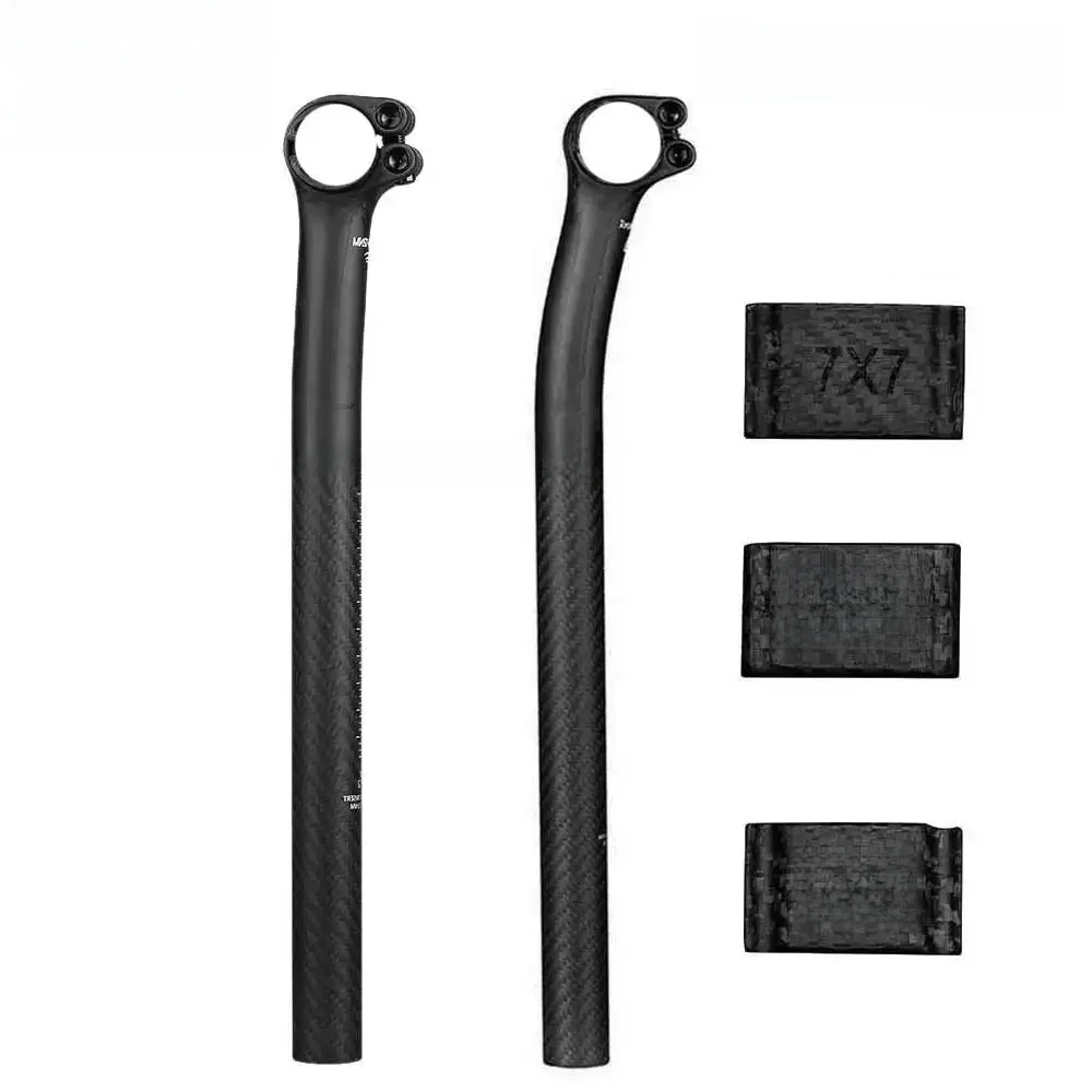 AliExpress NONE Elitaone Carbon Seat Post Setback 5/20mm MTB/Road Bike Seatpost Compatible with 7x9mm Carbon Fiber Half Shells Lightweight 150g