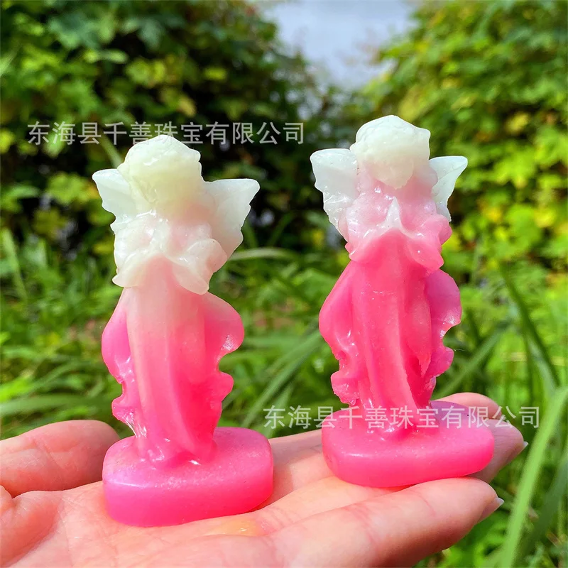 

Luminous Stone Angel Hand Carved Synthetic Crystal Fairy Sculpture Home Decoration Birthday Gift for Friends